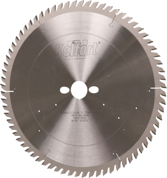 Afbeeldingen van Kelfort Cirkelzaagblad hard metaal, 300 x 3.2 mm, asgat 30 mm, 72 tanden, ws-kw