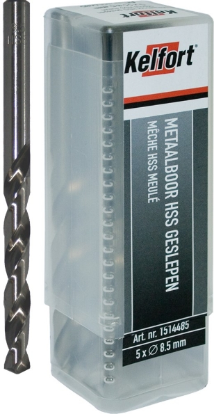 Afbeeldingen van Kelfort Metaalspiraalboor HSS, geslepen 8.5