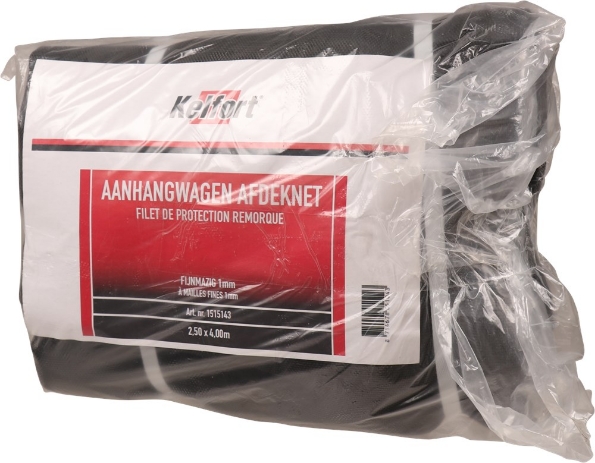 Afbeeldingen van Kelfort Aanhangernet  250 x 400 cm, fijnmazig, zwart met rood elastiek