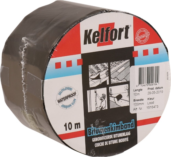 Afbeeldingen van Kelfort bitumenkimband 100 mm 10 meter lood kleur