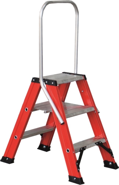 Afbeeldingen van Kelfort Trap MAGNUS 2x3 gecoat aluminium rood met beugel