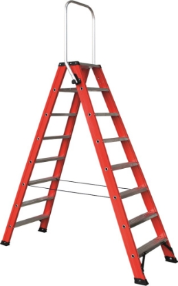 Afbeeldingen van Kelfort Trap MAGNUS 2x8 gecoat aluminium rood met beugel