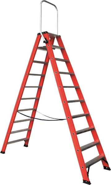 Afbeeldingen van Kelfort Trap MAGNUS 2x10 gecoat aluminium rood met beugel