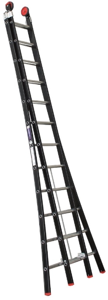 Afbeeldingen van Kelfort Reformladder MAGNUS 2x12 gecoat aluminium 2 delig zwart