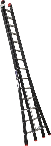 Afbeeldingen van Kelfort Reformladder MAGNUS 2x14 gecoat aluminium 2 delig zwart