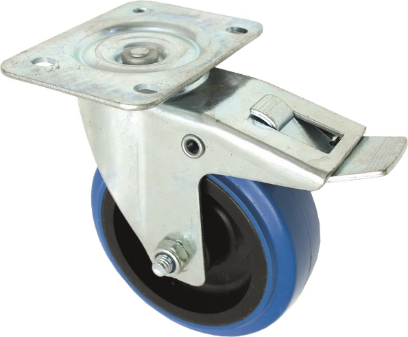 Afbeeldingen van Kelfort Zwenkwiel 100 mm plaat 104 x 80 mm met rem gegalvaniseerde verzinkte lager