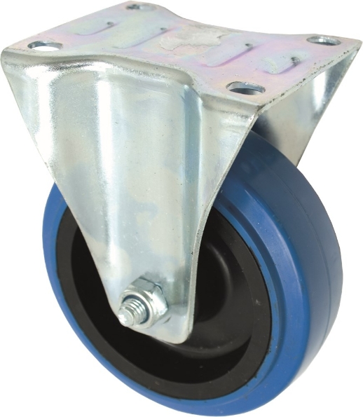 Afbeeldingen van Kelfort Bokwiel 100 mm bevestigingsplaat 104x80 mm blauw rubber verzinkt