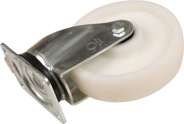 Afbeeldingen van Kelfort Zwenkwiel 100 mm bevestigingsplaat 135x100 mm met kogelllager wit kunststof