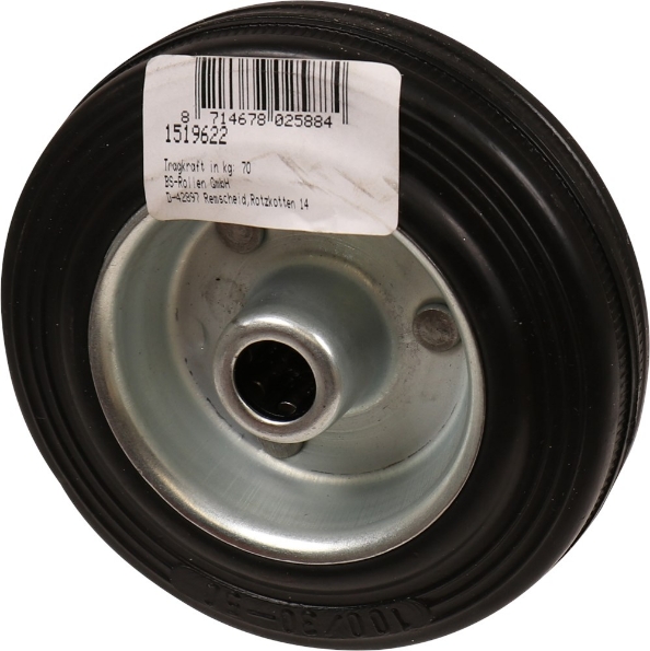 Afbeeldingen van Kelfort Wiel 100 mm met rollager rubber loopvlak zwart gegalvaniseerd verzinkt