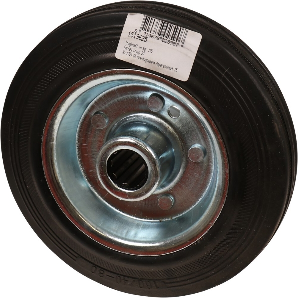 Afbeeldingen van Kelfort Wiel 160 mm met rollager rubber loopvlak zwart gegalvaniseerd verzinkt