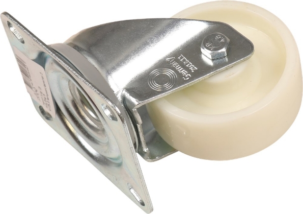 Afbeeldingen van Kelfort Zwenkwiel 80 mm bevestigingsplaat 104 x 80 mm met rollager wit nylon