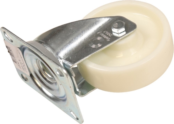 Afbeeldingen van Kelfort Zwenkwiel 100 mm bevestigingsplaat 104 x 80 mm met rollager wit nylon