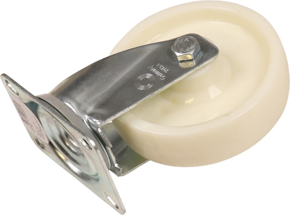 Afbeeldingen van Kelfort Zwenkwiel 125 mm bevestigingsplaat 104 x 80 mm met rollager wit nylon