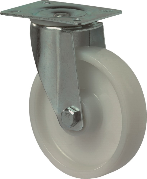 Afbeeldingen van Kelfort Zwenkwiel 150 mm bevestigingsplaat 135 x 110 mm met rollager wit nylon