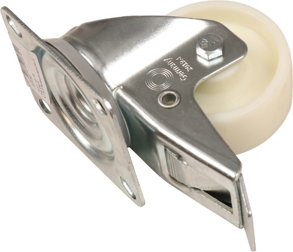 Afbeeldingen van Kelfort Zwenkwiel 80 mm bevestigingsplaat 104 x 80 mm met rem met rollager wit