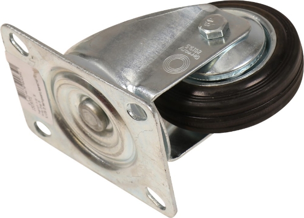 Afbeeldingen van Kelfort Zwenkwiel 80 mm bevestigingsplaat 104x80 mm zwart rubber gegalvaniseerd verzinkt