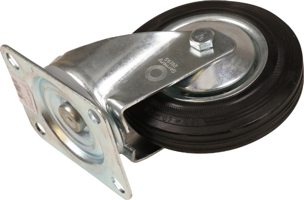 Afbeeldingen van Kelfort Zwenkwiel 160 mm bevestigingsplaat 135x110 mm zwart rubber gegalvaniseerd verzinkt