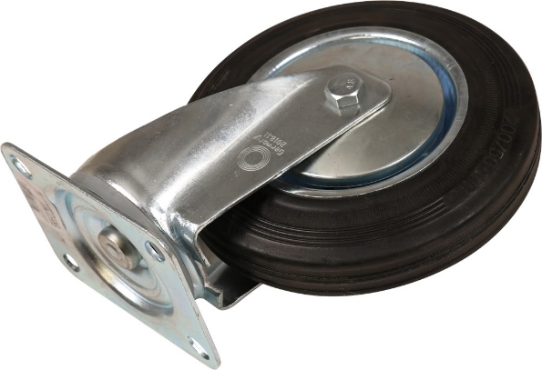 Afbeeldingen van Kelfort Zwenkwiel 200 mm bevestigingsplaat 135x110 mm zwart rubber gegalvaniseerd verzinkt