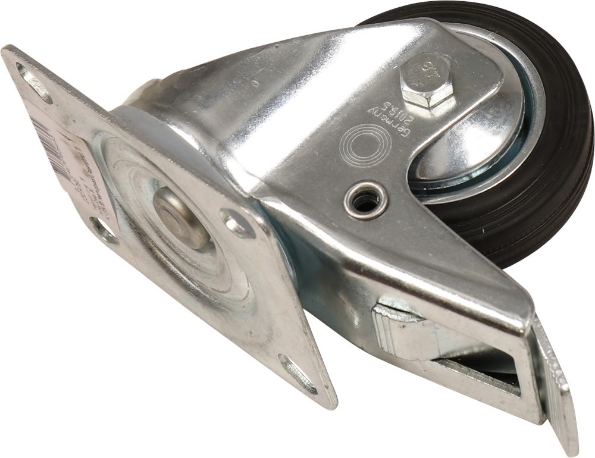 Afbeeldingen van Kelfort Zwenkwiel 80 mm bevestigingsplaat 104x80 mm met rem zwart gegalvaniseerd verzinkt