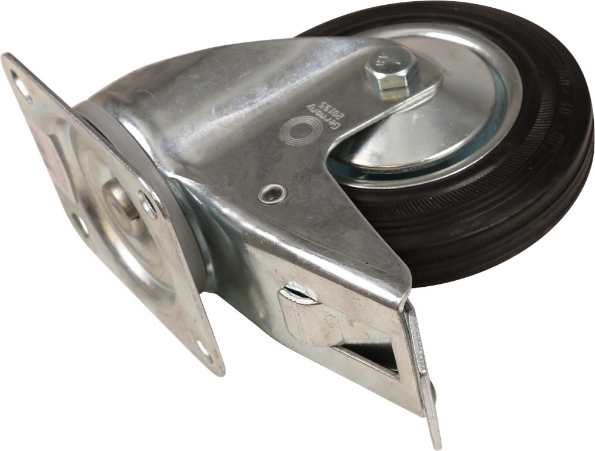 Afbeeldingen van Kelfort Zwenkwiel 160 mm bevestigingsplaat 135x110 mm met rem zwart gegalvaniseerd verzinkt