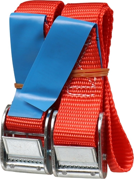Afbeeldingen van Kelfort Spanband 25 mm 1 meter met klemgesp verpakking 2 stuks rood