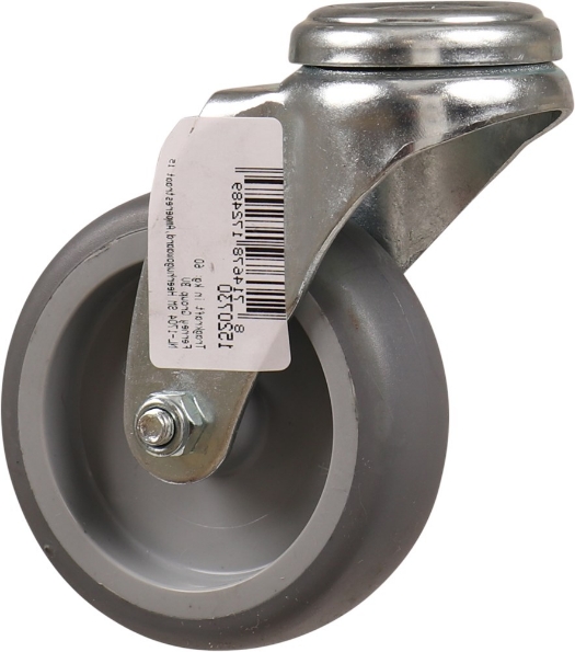 Afbeeldingen van Kelfort Zwenkwiel 75 mm met glijlager met boutgat grijs rubber gegalvaniseerd verzinkt