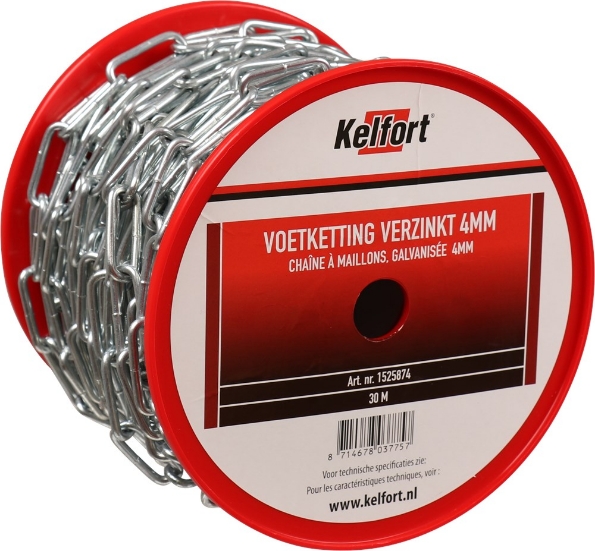 Afbeeldingen van Kelfort Voetketting Elektrolytisch verzinkt, met lange rechte schakel 4mm