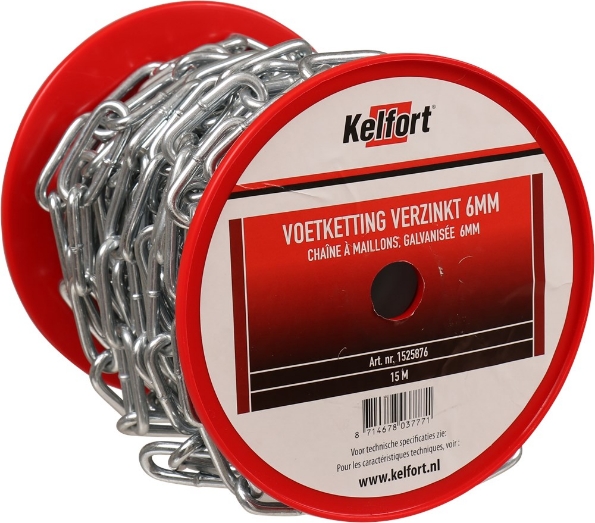 Afbeeldingen van Kelfort Voetketting Elektrolytisch verzinkt, met lange rechte schakel 6mm