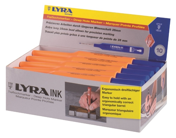 Afbeeldingen van LYRA Merkstift Lyra Ink voor het aftekenen van diepere gaten Blauw