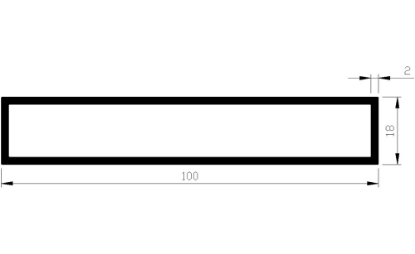 Afbeeldingen van AluArt Rechthoekige buis 100x18x2mm l= 200cm