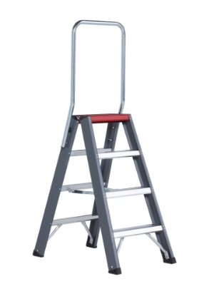 Afbeeldingen van Altrex Dubbel oploopbare trap - aluminium (gecoat) Falco 2x4 treden