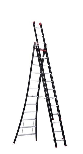 Afbeeldingen van Altrex Aluminium kokerladder (gecoat) - 3-delig reform Nevada 3x12
