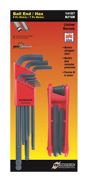 Afbeeldingen van Bondhus Stifsleutelset 2-pack, inbus(kogelkop) metrisch BLF16M 1,5-10mm  / 2- 8mm