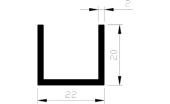 Afbeeldingen van AluArt T profiel aluminium 3 meter 20x22x20x2mm