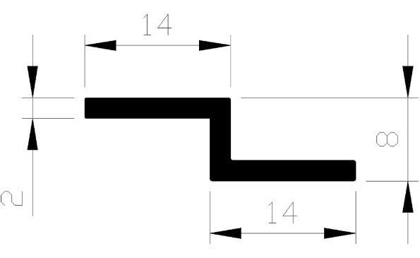 Afbeeldingen van AluArt T profiel aluminium 3 meter 14x8x14x2mm