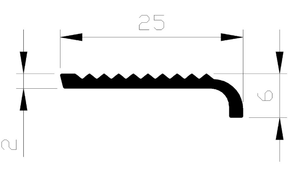 Afbeeldingen van AluArt Trapkant met neus aluminium 5 meter 25x6x2mm
