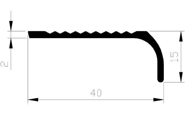 Afbeeldingen van AluArt Trapkant met neus aluminium 3 meter 40x15x2mm