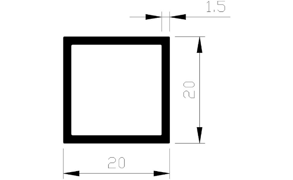 Afbeeldingen van AluArt Vierkante buis aluminium 3 meter 20x20x1,5mm