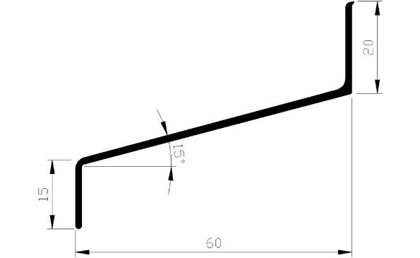 Afbeeldingen van AluArt Waterslagprofiel aluminium 3 meter 20x60x15mm