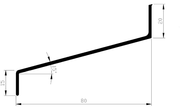 Afbeeldingen van AluArt Waterslagprofiel aluminium 3 meter 20x80x15mm