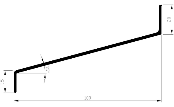 Afbeeldingen van AluArt Waterslagprofiel aluminium 3 meter 20x100x15mm
