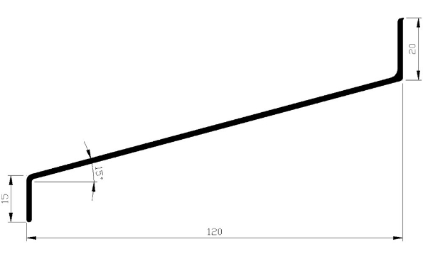 Afbeeldingen van AluArt Waterslagprofiel aluminium 3 meter 20x120x15mm