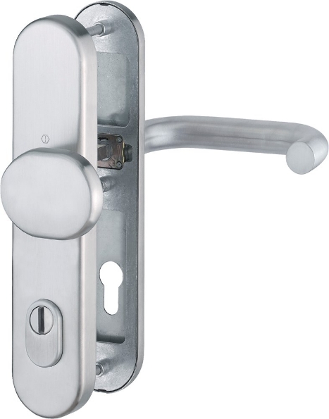 Afbeeldingen van HOPPE Veiligheids voordeurgarnituur Paris rvs deurdikte 52-57mm pc92 SKG3