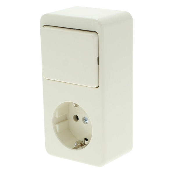 Afbeeldingen van Berker Opbouw Combinatie schakelaar+wcd, met randaarde, creme