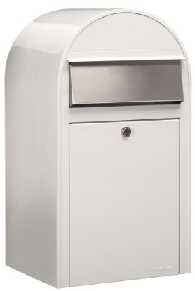 Afbeeldingen van Bobi Brievenbus staal verzinkt Grande RAL9016 Wit+RVS