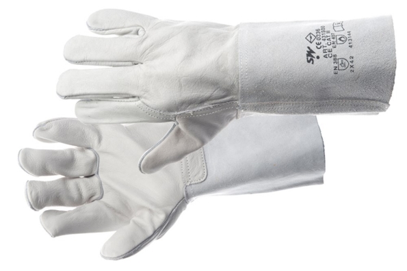 Afbeeldingen van SafeWorker Lashandschoen rundnerfleer wit 15cm kap