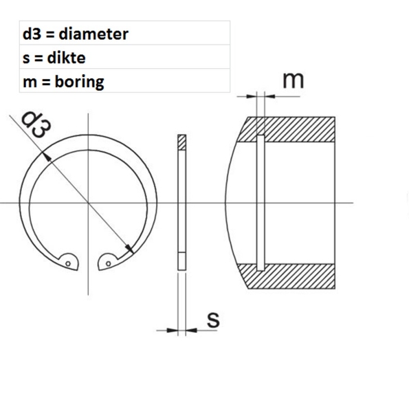 Afbeeldingen van Kelfort Zekeringsring voor boring borgring diameter 38mm