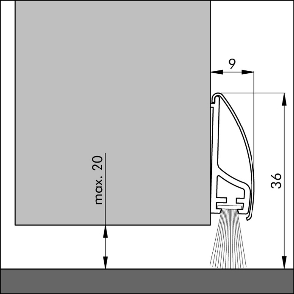 Afbeeldingen van Ellen Dorpelprofiel INOX nl 40 x 9 mm 100 cm tpe