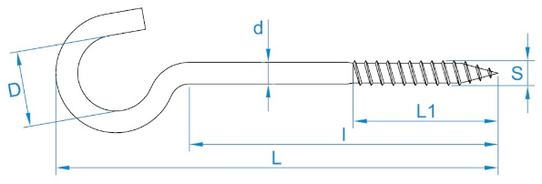 Afbeeldingen van GebuVolco Schroefhaken met kleine haak (ijzer gegalvaniseerd) 013 80 x 16 mm