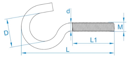 Afbeeldingen van GebuVolco Schroefhaken metrisch (ijzer gegalvaniseerd) 026 ev m5x50x16mm 4.4+